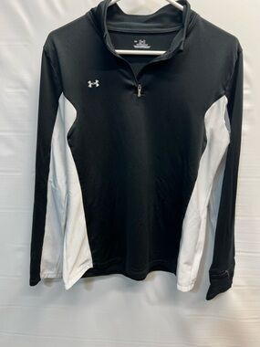Under Armour ColdGear 1/4 Zip Pullover Women’s Large Black White Athletic Top